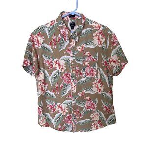 J.Crew Flex Washed Slim XL Floral Hawaiian Shirt Tropical Beach Vacation